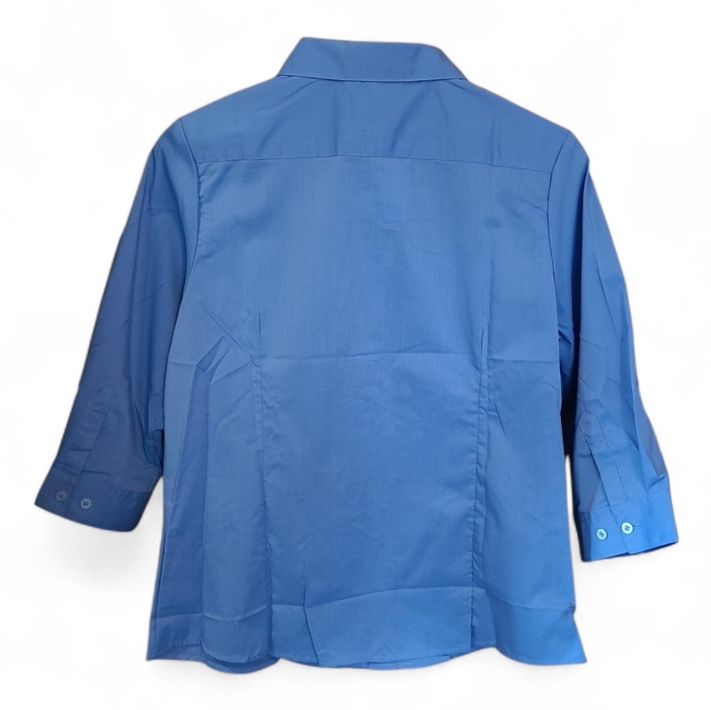 Women's Doublju Brand Slim Fit Dress Shirt Half Sleeve Stretch Size L Blue NWT! - Picture 3 of 12